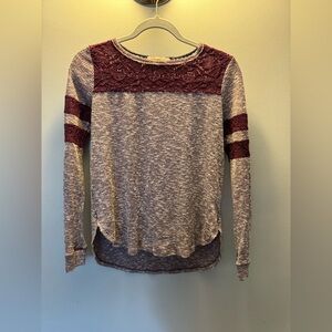 Lace Heathered Sweater Shirt SMALL
